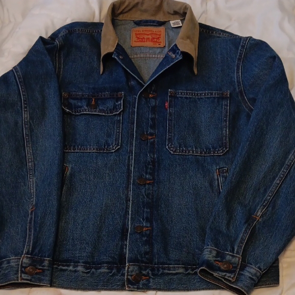 Levi's Other - Levi's Blue Denim Trucker Jacket with Tan  Corduroy Collar